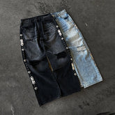 Hearujoy Baggy Embellished Jeans Y2K High Quality 20 OZ Trendy Men Women Streetwear Harajuku Retro High Street Straight Distressed Jeans